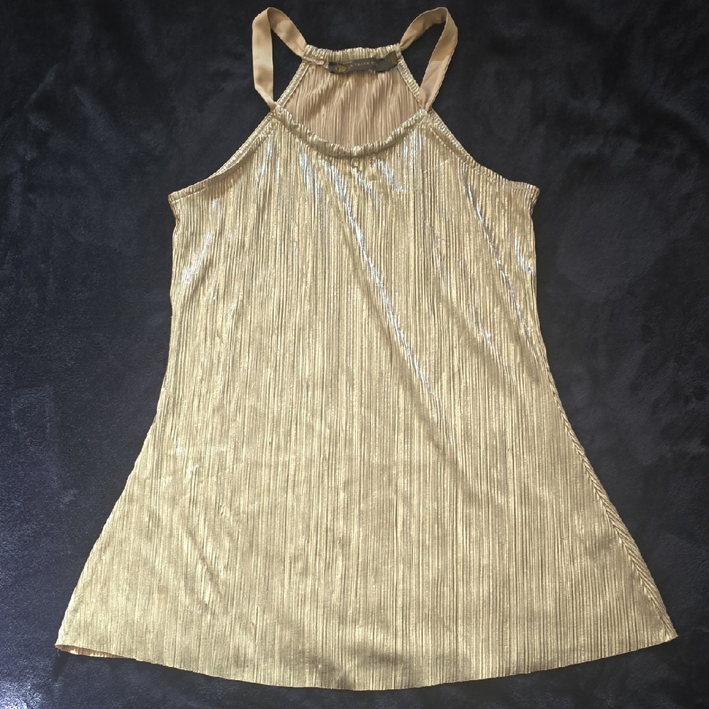 Outback Red Metallic Pleated Dress